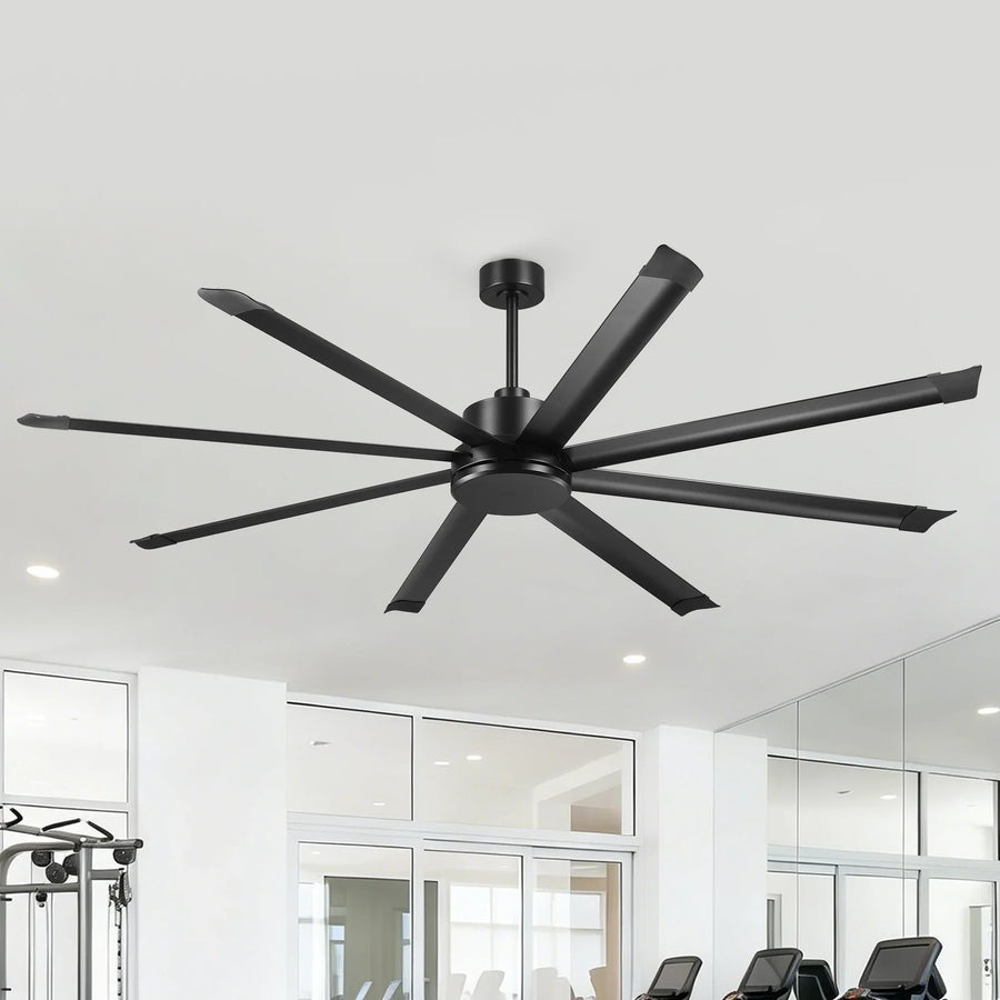 White Label 84" 100" Black DC Motor Modern Downrod Ceiling Fan