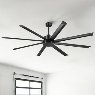 White Label 84" 100" Black DC Motor Modern Downrod Ceiling Fan