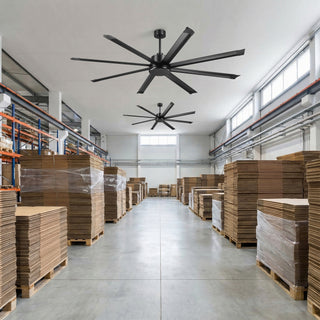 White Label 84" 100" Black DC Motor Modern Downrod Ceiling Fan