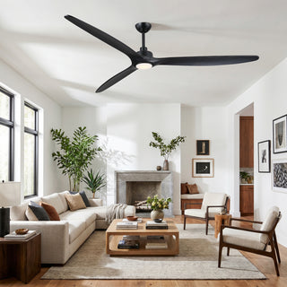 80" Solid Wood Blade Ceiling Fan with LED Light