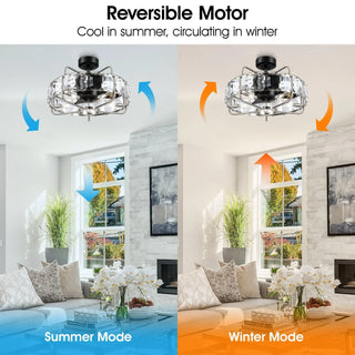 23" Modern DC Motor Downrod Mount Reversible Fandelier Ceiling Fan with Lighting and Remote Control - Vaczon