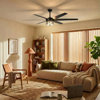 70" Modern DC Motor Downrod Mount Reversible Ceiling Fan with Lighting and Remote Control - Vaczon