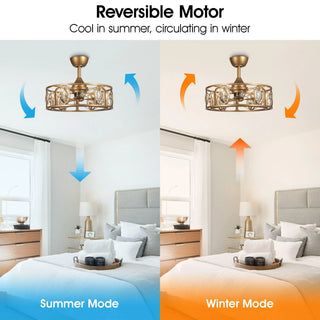 22" Kashmir Modern Glod Reversible Crystal Fandelier Ceiling Fan with Lighting and Remote Control - Vaczon