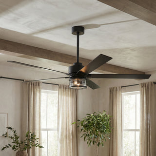 Vaczon 65" Downrod Mount Modern Reversible Ceiling Fan with Lighting and Remote Control