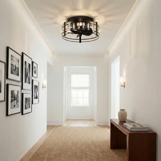 13" Modern DC Motor Flush Mount Reversible Crystal Ceiling Fan with Lighting and Remote Control