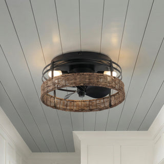 13" Farmhouse Flush Mount Reversible Ceiling Fan with Lighting and Remote Control