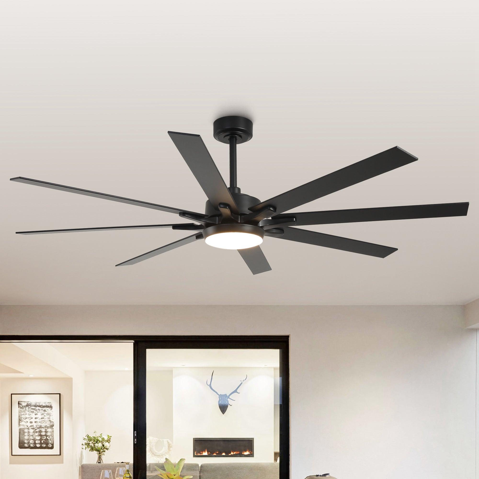 65 Inch Teresa Modern Double-sided Blades Ceiling Fan with Remote Control and LED Light