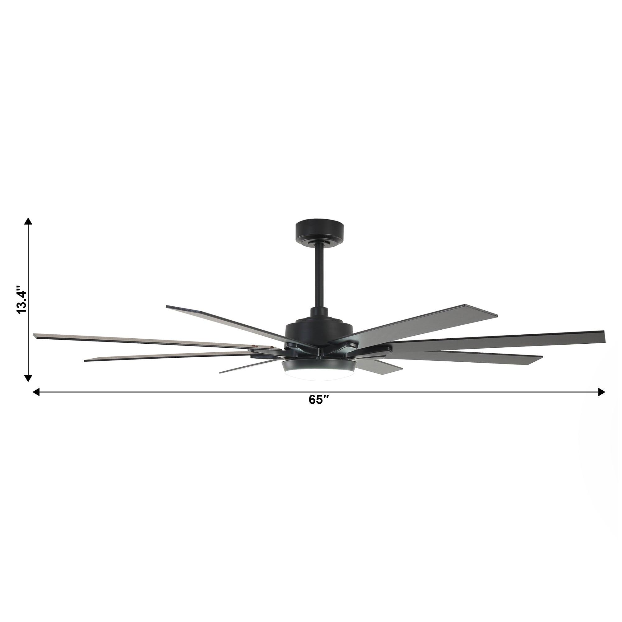 65 Inch Teresa Modern Double-sided Blades Ceiling Fan with Remote Control and LED Light