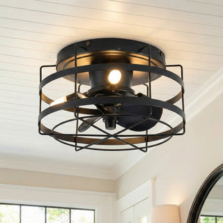 13" Madurai Farmhouse Flush Mount Reversible Ceiling Fan with Lighting and Remote Control