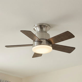 24" Farmhouse Brush Nickel Flush Mount Reversible Iron Ceiling Fan with Lighting and Remote Control