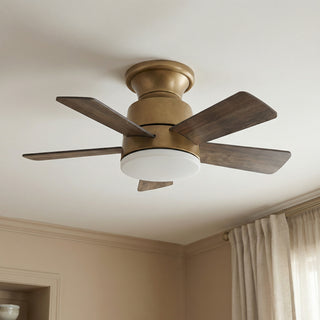 24" Farmhouse Brown Flush Mount Reversible Iron Ceiling Fan with Lighting and Remote Control