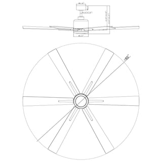 65" Bendan Industrial Downrod Mount Ceiling Fan with Lighting and Remote Control