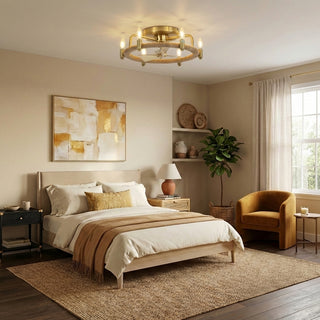 Vaczon 20" Flush Mount Golden Ceiling Fan with Light and Remote Control