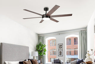 60" Volga DC Motor 6 Blades Modern Downrod Mount Ceiling Fan with Remote Control