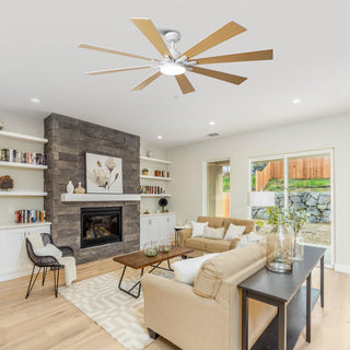 72 Inch Elbe Modern Downrod Mount Ceiling Fan with Light and Remote Control