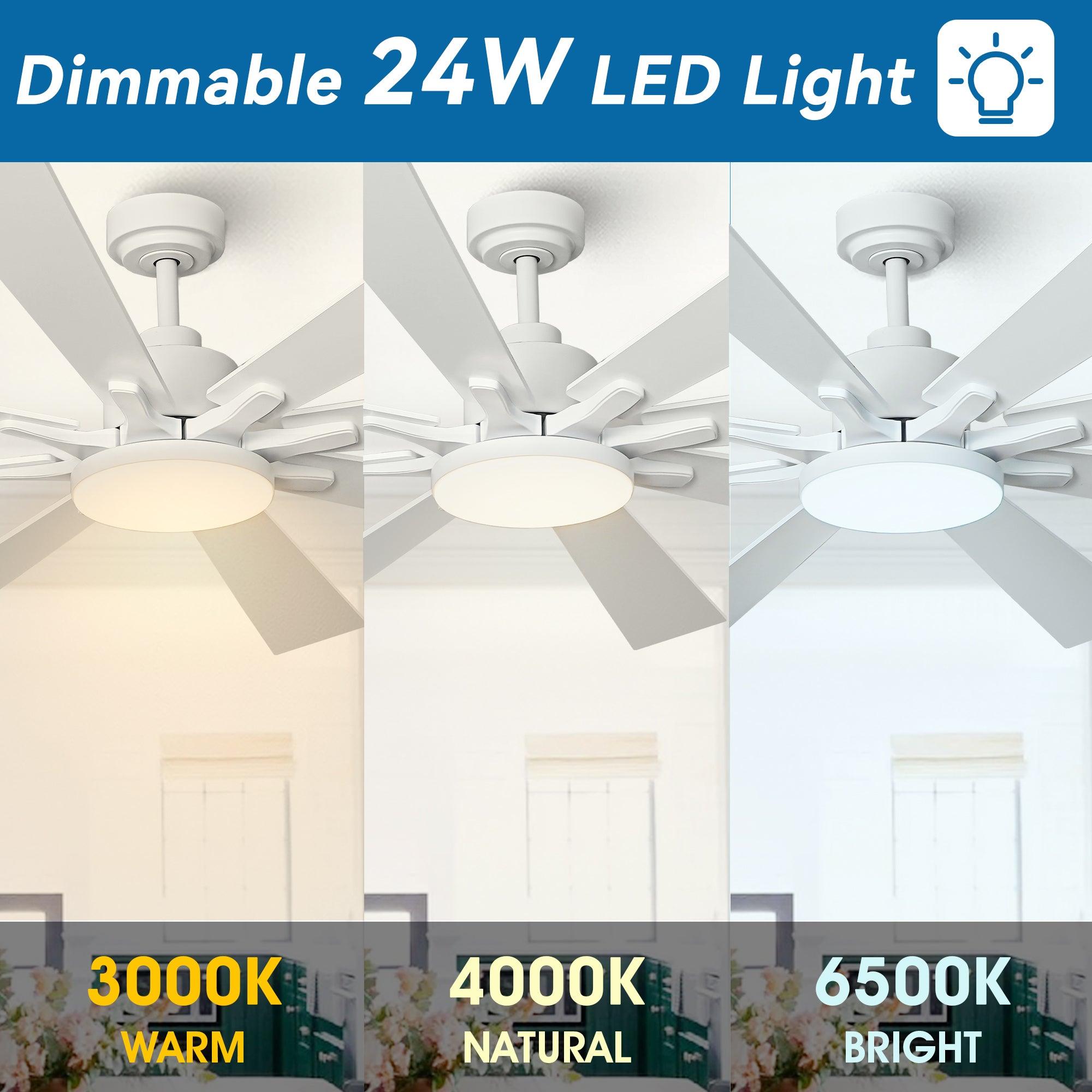 72 Inch Elbe Modern Downrod Mount Ceiling Fan with Light and Remote Control