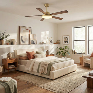 Vaczon 52" Double-sided Blades Downrod Mount Modern Ceiling Fan with Remote Control and LED Light