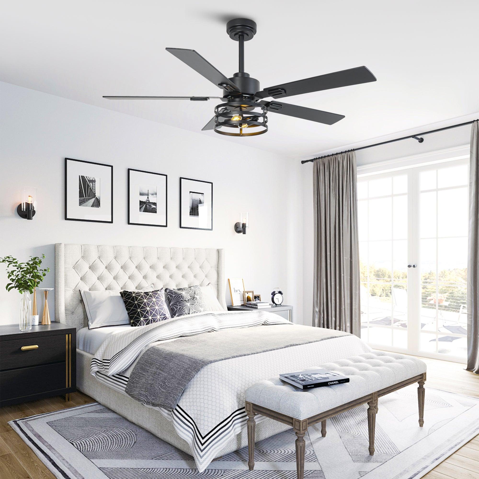 Vaczon 52 Inch DC Motor Industrial Downrod Ceiling Fan with Light and Remote Control