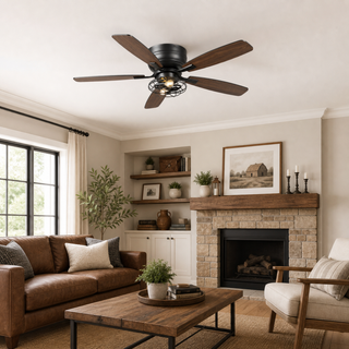48" Flush Mount Industrial Ceiling Fan with Light