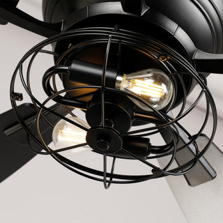 48" Flush Mount Industrial Ceiling Fan with Light