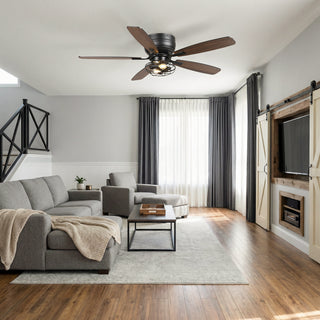 48" Flush Mount Industrial Ceiling Fan with Light