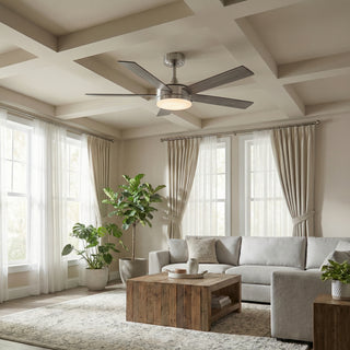 Vaczon 48" 5 Blades Industrial Modern Style DC Motor Ceiling Fan with LED Lighting and Remote Control