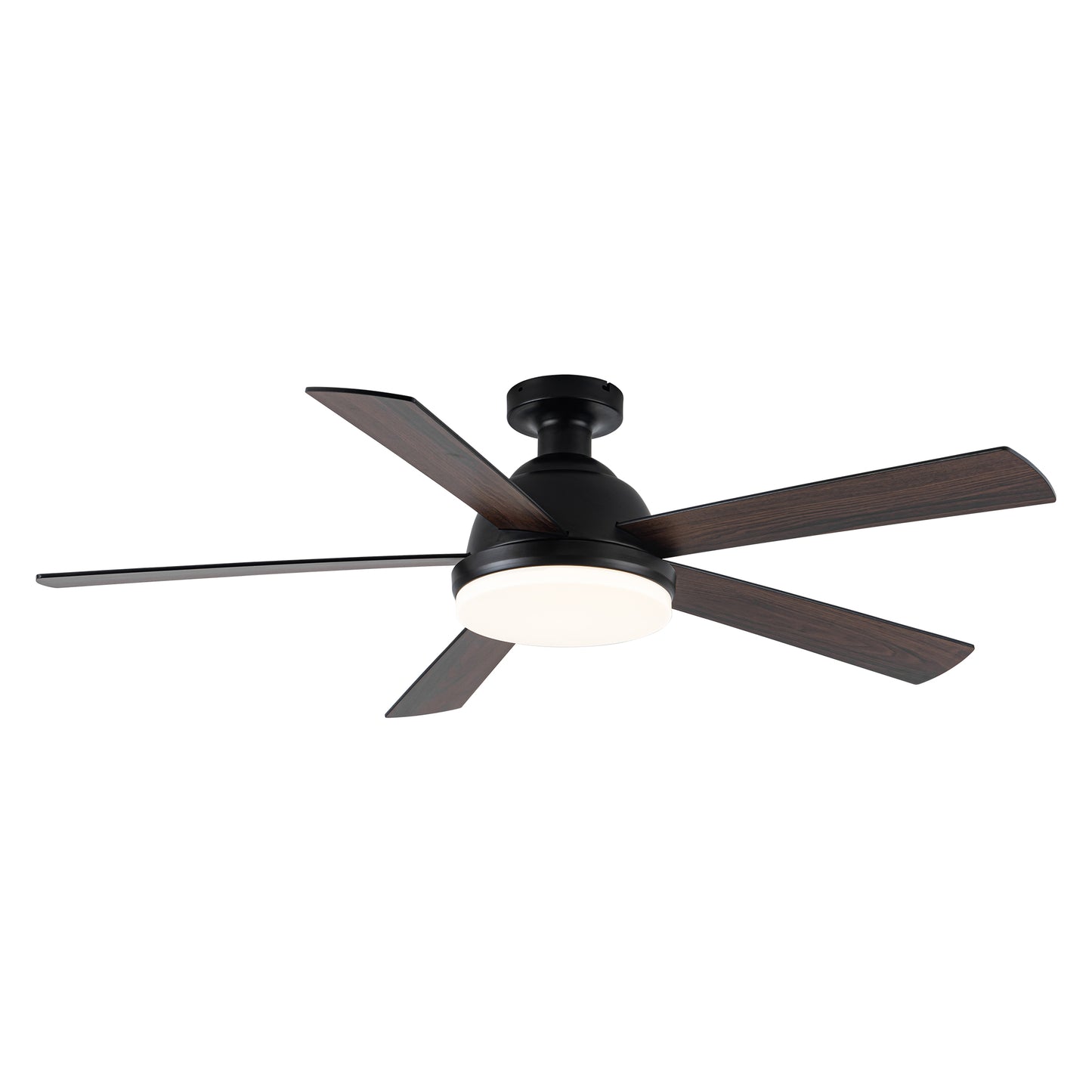 52" Modern Black Low Profile LED Ceiling Fan with Lights and Remote Control