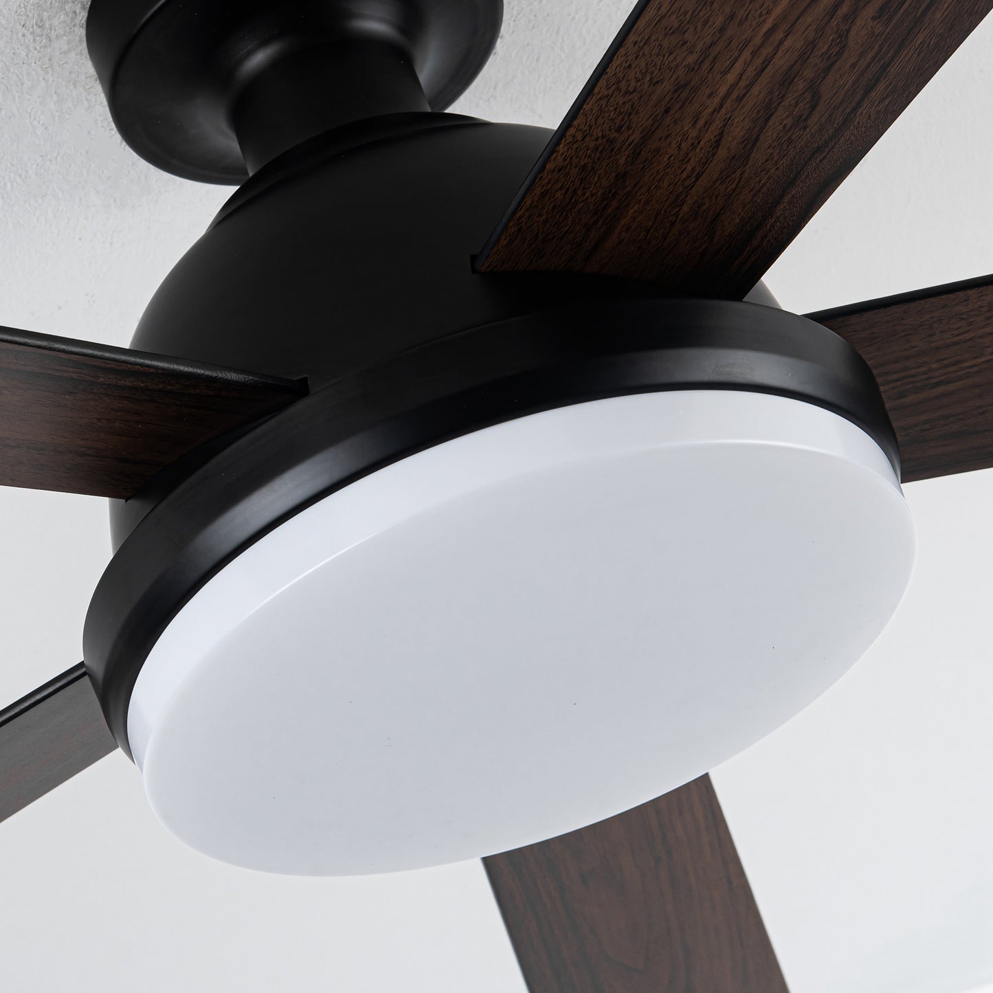 52" Modern Black Low Profile LED Ceiling Fan with Lights and Remote Control