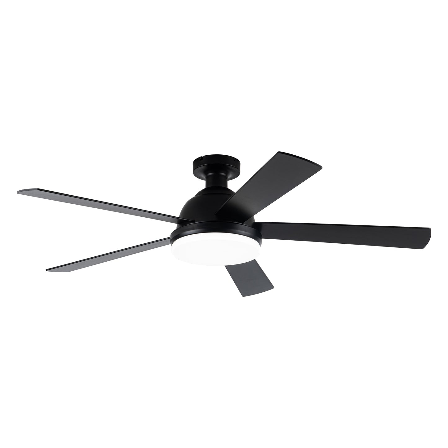 52" Modern Black Low Profile LED Ceiling Fan with Lights and Remote Control