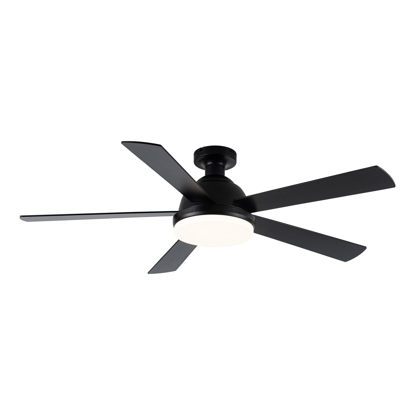 52" Modern Black Low Profile LED Ceiling Fan with Lights and Remote Control