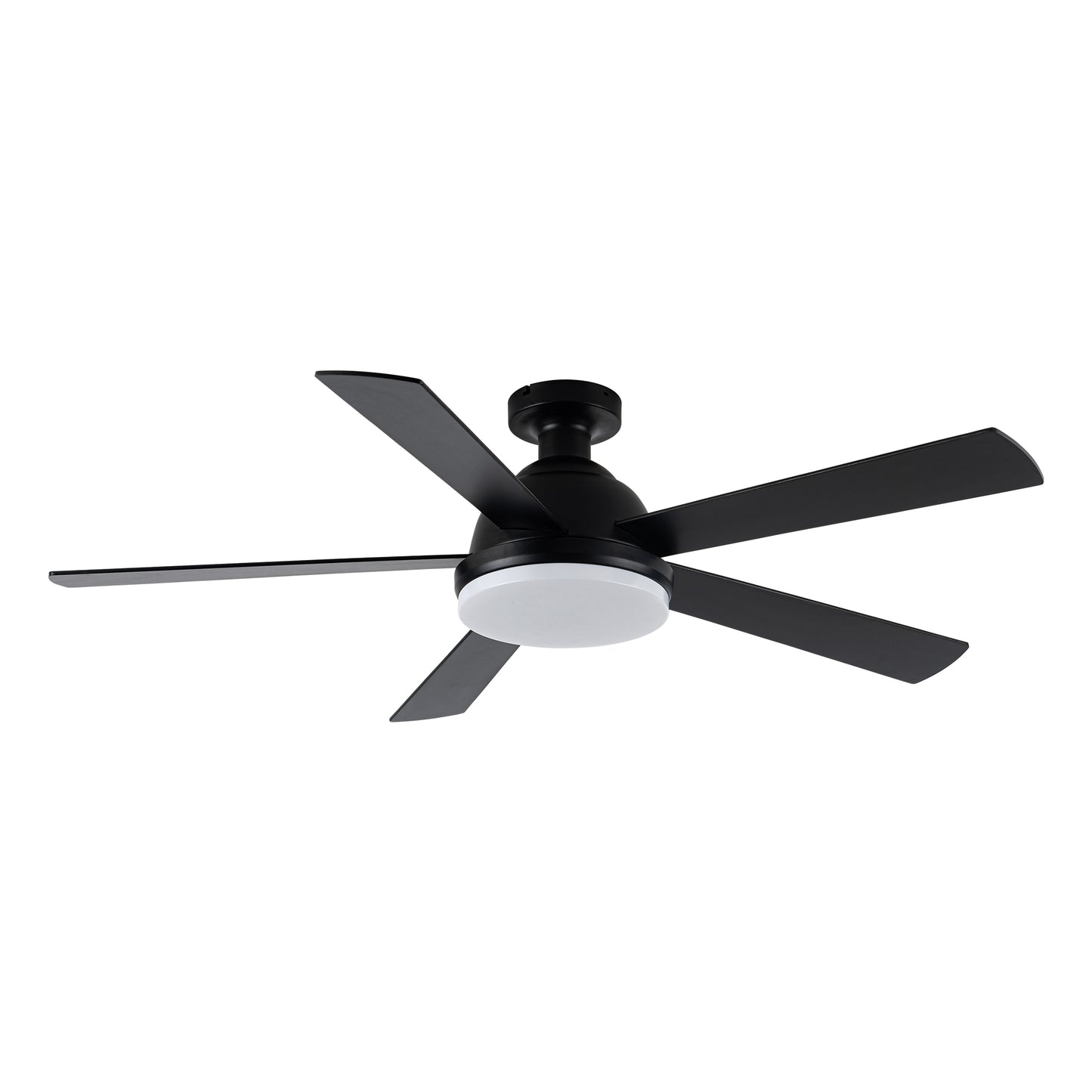 52" Modern Black Low Profile LED Ceiling Fan with Lights and Remote Control