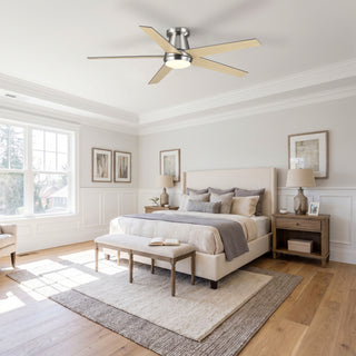 Vaczon 52" Satin Nickel Low-Profile LED Ceiling Fan