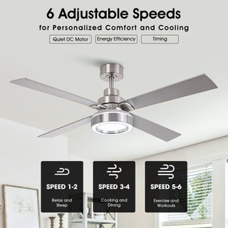52" 60" Karen Double-sided Blades Smart Fan with LED Light