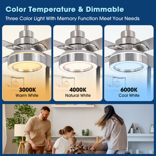 52" 60" Karen Double-sided Blades Smart Fan with LED Light