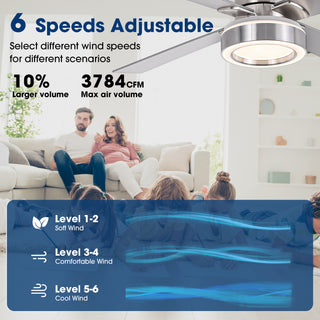 52" 60" Karen Double-sided Blades Smart Fan with LED Light