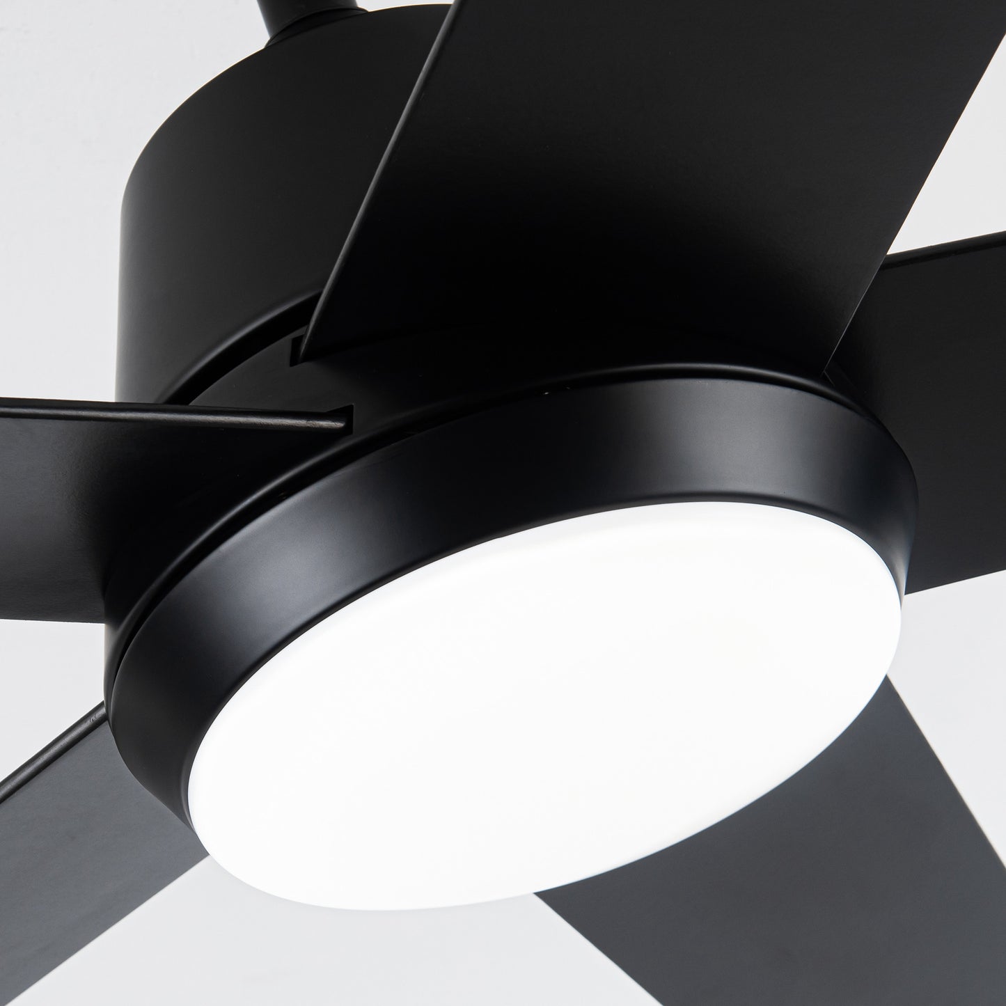 52" Modern Black LED Ceiling Fan with Lights and Remote Control