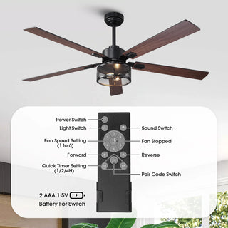 42" 52" 60" Eden Downrod Mount Ceiling Fan with Light and APP & Remote Control