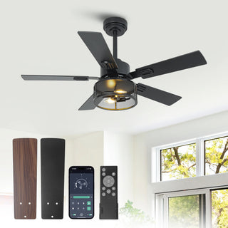 42" 52" 60" Eden Downrod Mount Ceiling Fan with Light and APP & Remote Control