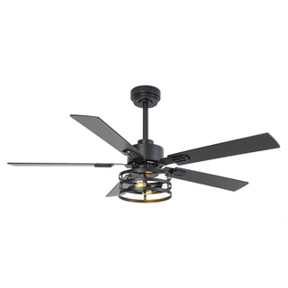 Vaczon 52" 60" Industrial Downrod Ceiling Fan with Light and APP & Remote Control