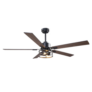 Vaczon 52" 60" Industrial Downrod Ceiling Fan with Light and APP & Remote Control