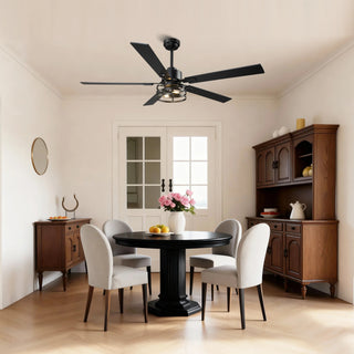 Vaczon 52" 60" Industrial Downrod Ceiling Fan with Light and APP & Remote Control