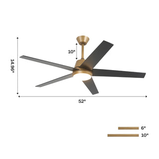 Vaczon 52" Otis Downrod Mount LED Ceiling Fan with APP & Remote Control