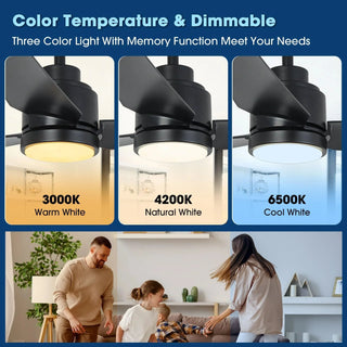 Vaczon 42" DC Motor Modern Downrod Ceiling Fan with LED Light and Remote Control