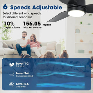 Vaczon 42" DC Motor Modern Downrod Ceiling Fan with LED Light and Remote Control