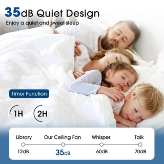 Vaczon 42" DC Motor Modern Downrod Ceiling Fan with LED Light and Remote Control