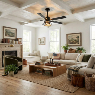 Vaczon 52" DC Motor Industrial Downrod Ceiling Fan with Light and Remote Control