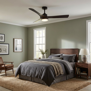 52 Inch Industrial Downrod Mount LED Ceiling Fan with Remote Control
