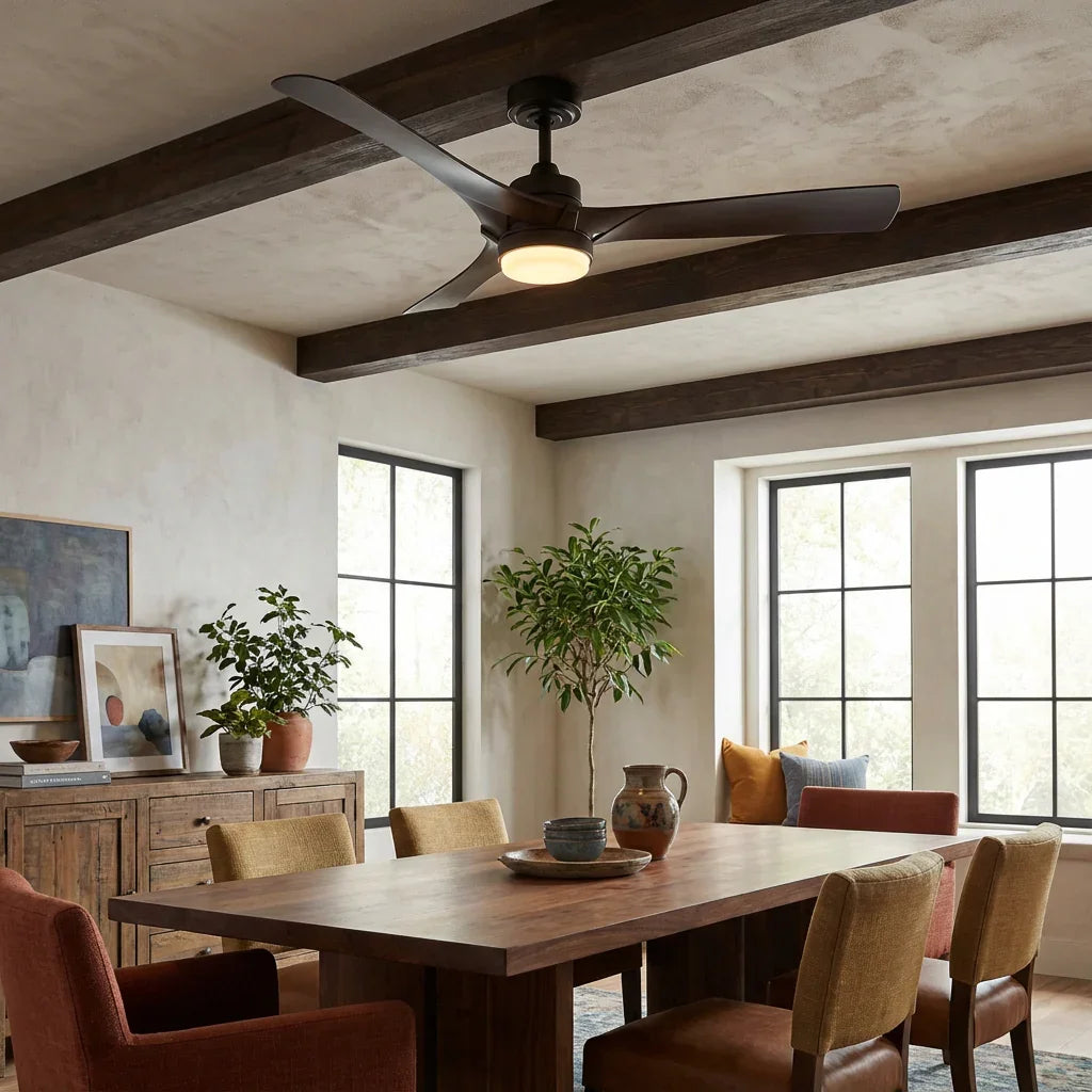 52 Inch Industrial Downrod Mount LED Ceiling Fan with Remote Control