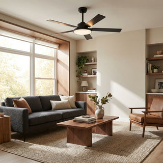 Vaczon 52" 5 Blades DC Motor Modern Downrod Ceiling Fan with LED Light and Remote Control