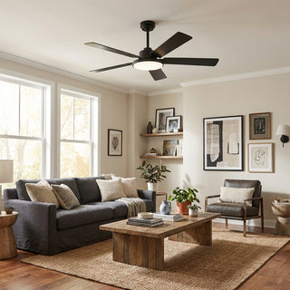 Vaczon 52" 5 Blades DC Motor Modern Downrod Ceiling Fan with LED Light and Remote Control